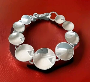 Pulsera Eslabón Círculos Cóncavos Graduados de Plata Esterlina Erick 7,5 in Taxco.925 - Imagen 1 de 10