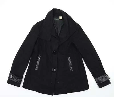 La Redoute Womens Black Overcoat Coat Size 6 Button - Image 1 of 4