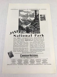 Canadian National Railway Jasper National Park Vtg 1929 Print Ad - Picture 1 of 3