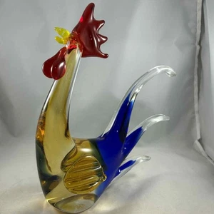 Vintage mundgeblasene Murano Stil Glas Kunst Hahn Figur  - Bild 1 von 9