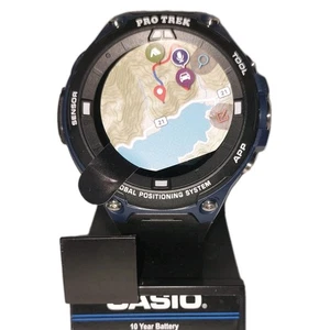 Montre connectée Casio PRO TREK WSD-F20 occasion noir et bleu marine.Neuve sans étiquette. - Photo 1 sur 15