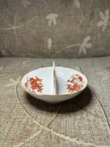 Corona Staffordshire Hueso Fino China Rangún Rojo Dragones Chinos Cuenco de dos caras - Imagen 1 de 2