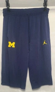 Nike Michigan Wolverines Capri Length Blue Workout Shorts Size Medium ~ Used - Picture 1 of 11