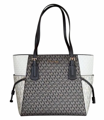 Bolso de Hombro Michael Kors Voyager LG East West con Cordón MK Dorado/Marrón Foto 1 de 4