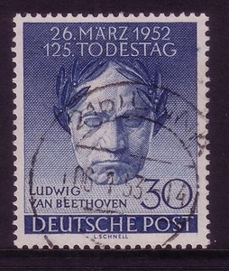 BERLÍN MI-NR. 87 MATASELLADO (USADO) 125. TODESTAG VON LUDWIG VAN BEETHOVEN 1952 - Imagen 1 de 3