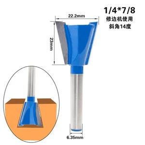 Broca de enrutador de cola de milano de 1/4" de 14 grados 7/8" 2 piezas - Imagen 1 de 8