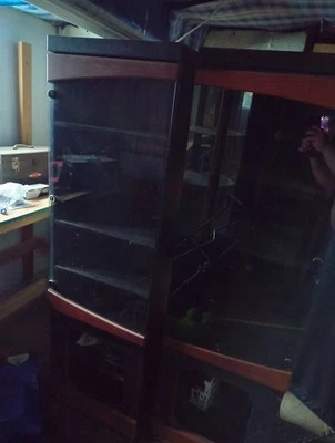 Черный шкаф-витрина со стеклянными полками - Изображение 1 из 4