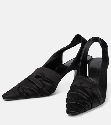 New W/ Box Khaite Water BLACK SATINSlingback Pumps HEELS EU 39.5 - Image 1 of 4