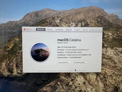 iMac 27”| Late 2012| 3,4GHz Intel i7| 32GB Ram|GTX 680MX| 1TB Fusion Drive - Bild 1 von 2