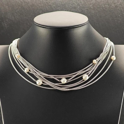 Collar David Yurman Multi-Hebra Perla 18" Plata de Ley Foto 1 de 4