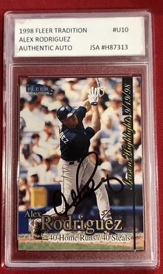 1998 Fleer Tradition Alex Rodriguez #U10 AUTOGRAPHED JSA Authentic Auto - Image 1 of 4