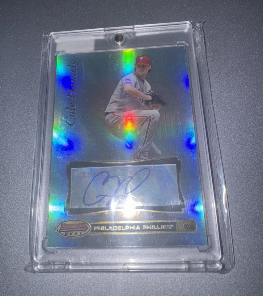 COLE HAMELS 2007 BOWMAN'S BEST AUTOGRAPH GOLD REFRACTOR AUTO /50 Q3573 - Image 1 of 2