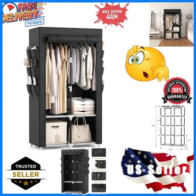 Portable Closet Wardrobe Closet for Hanging Clothes with 4 Storage Shelves, 2... - Image 1 of 4