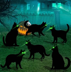 6 Piezas Gato Negro Decoraciones Halloween Plástico Patio Letreros con Estacas, Halloween D - Imagen 1 de 2
