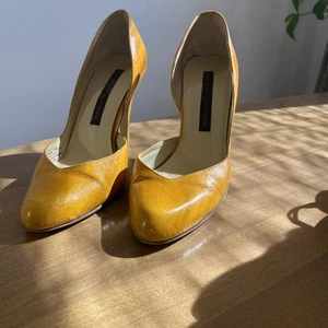 Chinese Laundry Attitude Yellow Leather Stiletto Size 7 - Picture 1 of 3