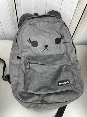 Loungefly Kitty Cat Grey Denim Kitten Backpack School Bag Handbag - Image 1 of 4