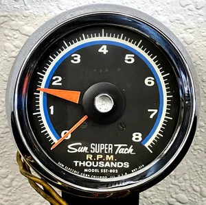 Sun Super Tach Blueline 8K 8000 RPM Vintage Tachometer SST-802 #S1 - Bild 1 von 9