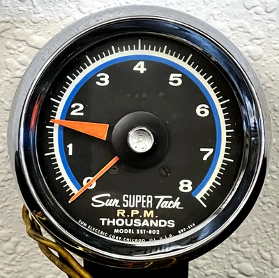 Sun Super Tach Blueline 8K 8000 RPM Vintage Tachometer SST-802 #S1 - Image 1 of 4