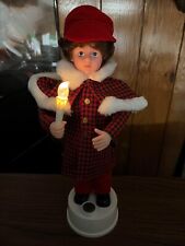 Vintage Rennoc Boy CHRISTMAS CAROLER Animated Illuminated Lighted Candle Works!