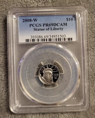 2008-W 1/10 oz. Platinum Eagle/Statue of Liberty $10 PCGS PR69DCAM - Image 1 of 4