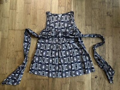 TED BAKER Womens Taupe Black A Line Sleeveless Silk Blouse Smart Top Size UK 8 S - Image 1 of 4