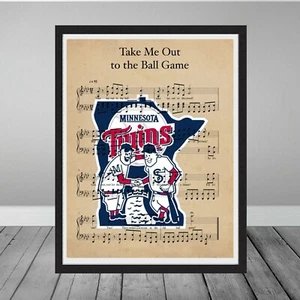 Framed Take Me Out Ball Game Vintage Minnesota Twins Logo Music Print Wall Art - Picture 1 of 2