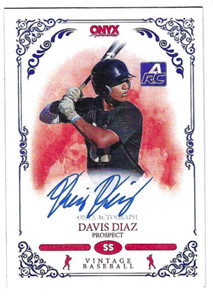 DAVIS DIAZ 2022 ONYX VINTAGE BASEBALL EXTENDED ON CARD AUTO BLUE INK