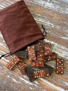 Juego de dominó de resina Steampunk del viejo mundo con bolsa de terciopelo 28 piezas regalo hecho a mano - Imagen 1 de 9