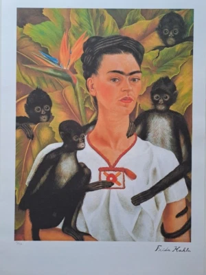 Firmado por Frida Kahlo - Autorretrato con monos - Certificado Foto 1 de 4