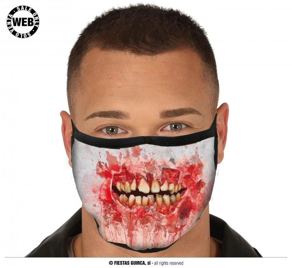 Maschera viso nera stampa bocca spaccata - Immagine 1 di 1