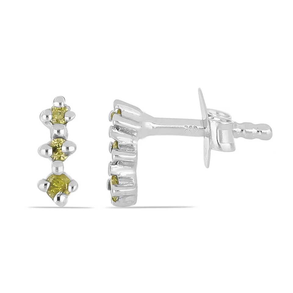 Eleganti Orecchini In Diamante Giallo Da 0,05 Carati In Argento 925 - Immagine 1 di 4