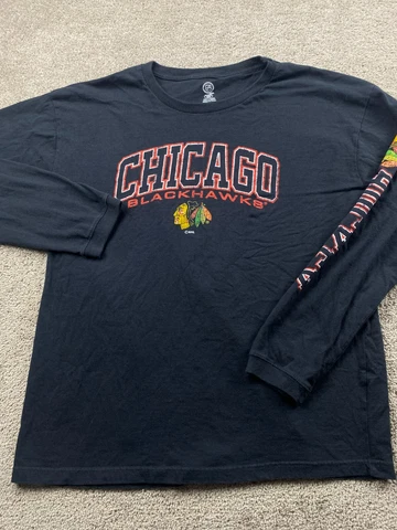 Chicago Blackhawks Shirt Mens Extra Large Black Long Sleeve Crew Neck NHL Cover