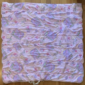 Vintage 1990s Kids Sleeping Bag - Pink/Purple - Hearts & Flowers - 57.5" x 28" - Picture 1 of 23