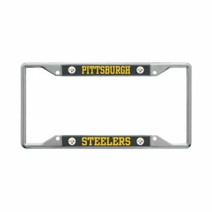 PITTSBURGH STEELERS CARBON BACKGROUND 6"X12" METAL LICENSE PLATE FRAME WINCRAFT - Picture 1 of 1