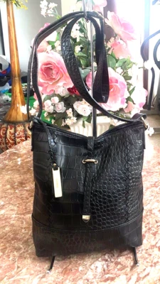 Kensie женщин регулируемый через плечо сумка сумочка седло черный бант - новый без ЯРЛЫКОВ - Изображение 1 из 4