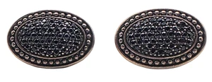 Vintage SCOTT KAY Pair of Sterling Silver / Black Sapphires Men's Oval Cufflinks - Picture 1 of 4