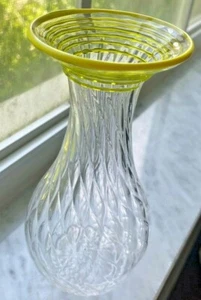 Art Glass Hand-Blown Bud Vase Diamond with yellow raised circular Pattern VTG - Picture 1 of 10