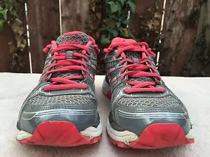 Women's Asics Gel Kayano 19 Gray Red Running Shoes T254Q US Sz 8 EU 39.5 EUC - Picture 1 of 6
