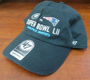 Philadelphia Eagles Super Bowl LII 52 Dueling Logo's 47' Black Strapback Hat - Picture 1 of 7