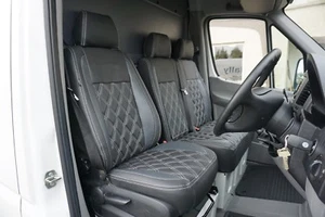 VW Crafter Black & Pewtner Diamond Quilted Seat Covers 2007-2017 Model - Picture 1 of 2