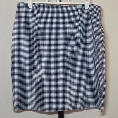 🧺 Vintage Fashion Bug Midi Skirt – Size 12 – Blue & White Plaid Picnic Vibes - Image 1 of 4