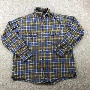 Bill Khakis Shirt Mens Large Blue Green Plaid Check Long Sleeve Collared Flannel - Picture 1 of 8