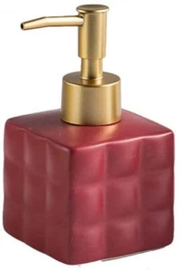 Ceramic Soap Dispenser With Gold Top For Bathroom Color Maroon 220ML k312 - Picture 1 of 4