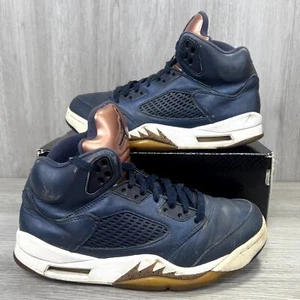 Nike  Air Jordan 5 Retro Navy Bronze Obsidian Blue Metallic Sz 8 136027-416 2016 - Picture 1 of 8
