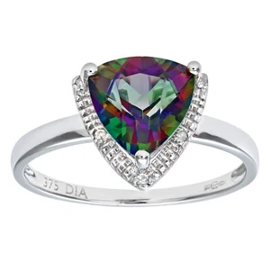 9ct White Gold Green Mystic Topaz And Diamond Dress Ring by Naava - Picture 1 of 8