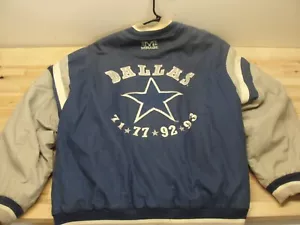 VINTAGE MIRAGE DALLAS COWBOYS 4X CHAMPION THROWBACKS JACKET SIZE XL ~ BROKEN ZIP - Picture 1 of 6