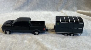 JOHN DEERE Black Pickup QuadCab Truck w/ Horse Trailer - Picture 1 of 5