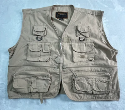 RIO BRAVO Hombres XL Chaleco Cremallera Frontal Algodón Mezcla de Poli Bronceado Muchos BOLSILLOS Foto 1 de 4