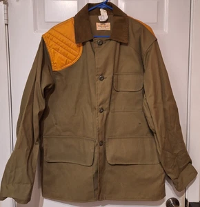 Vtg SafTBak Jacket Mens Large Hunting Canvas Game Pouch USA Orange Brown Padded - Picture 1 of 8