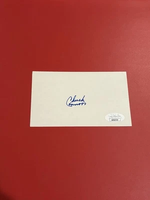 Chuck Connors Autographed 3x5 Card Dodgers Baseball Star Hollywood Actor JSA COA - Image 1 of 3